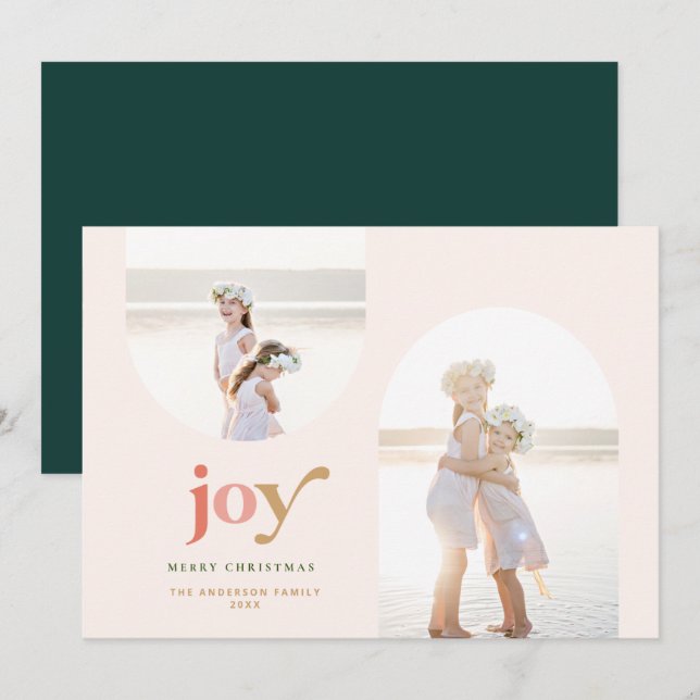 Finden Sie die Weihnachtskarte "Joy Two Foto" Einladung (Vorne/Hinten)