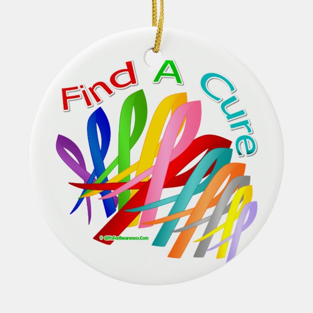 Finden Sie eine Heilung bunter Krebserkrankungen Keramik Ornament (Vorne)