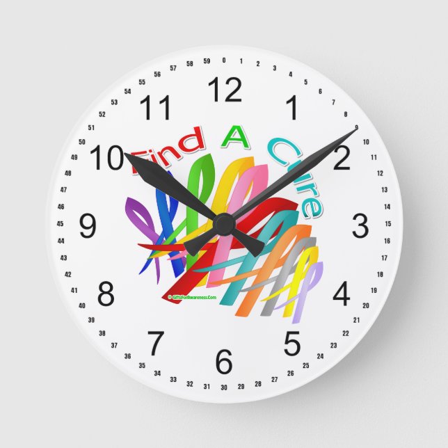 Finden Sie eine Heilung bunter Krebserkrankungen Runde Wanduhr (Vorderseite)