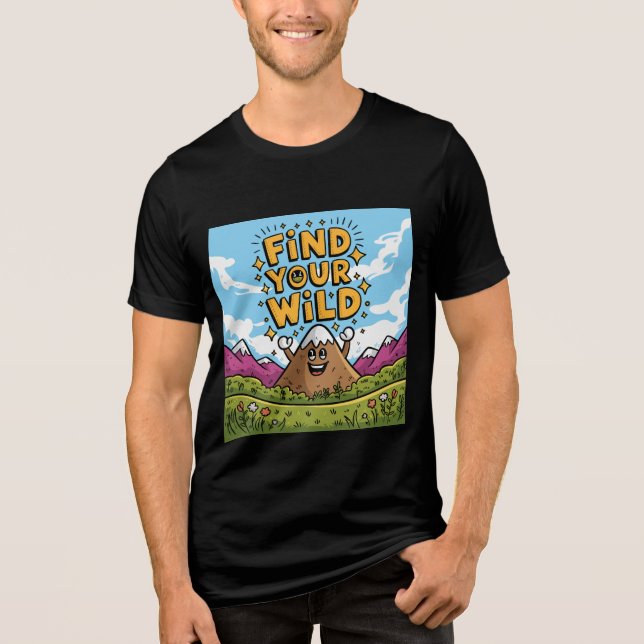 Finden Sie Ihr Niedliches Mountain Cartoon Design Tri-Blend Shirt (Vorderseite)