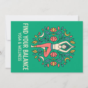Finden Sie Ihre Balance Yoga & Wellness Baum-Pose Dankeskarte