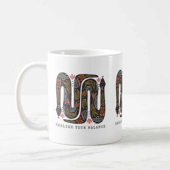 Finden Sie Ihre Balance zwischen Blumenschlangen Kaffeetasse (Links)