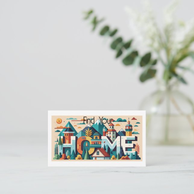 "Finden Sie Ihre Zuhause" Realtor Business Card Visitenkarte (Stehend Vorderseite)