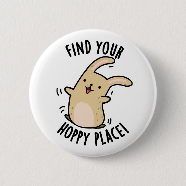 Finden Sie Ihren Hoppy Place Funny Rabbit Pub Button (Vorderseite)