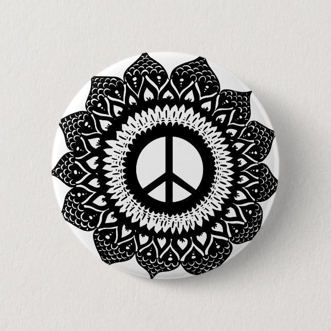 Finden Sie Ihren inneren Friedens| Mandala-Entwurf Button (Vorderseite)