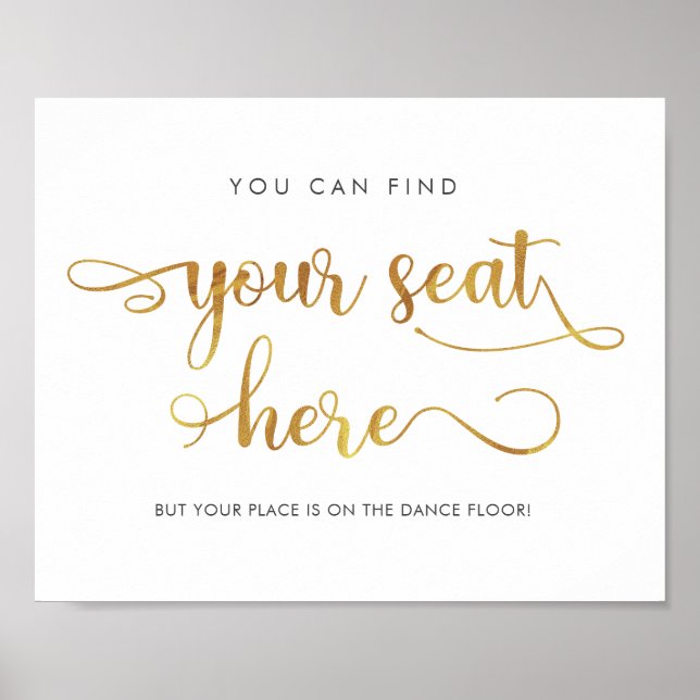 Finden Sie Ihren Platz hier Gold Simple Wedding Si Poster (Vorne)
