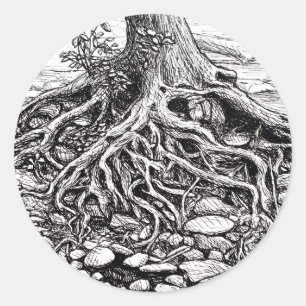 Finden Sie Ihren Roots Trecker Runder Aufkleber