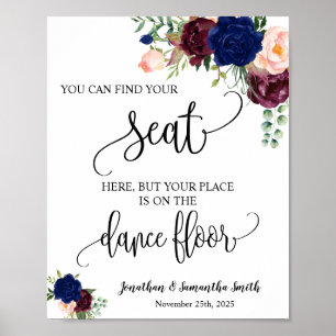 Finden Sie Ihren Sitz Hochzeitsempfang navy bordey Poster