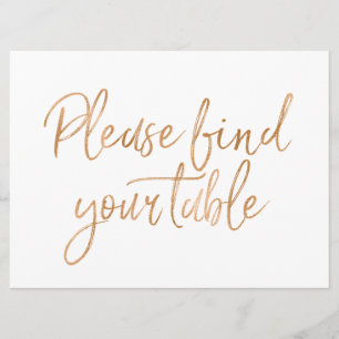 "Finden Sie Ihren Tisch" Stilvolles Gold Rose Sign Einladung