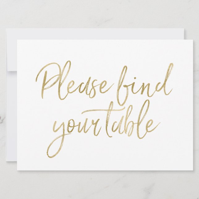 "Finden Sie Ihren Tisch" Stilvolles Gold-Zeichen (Vorderseite)