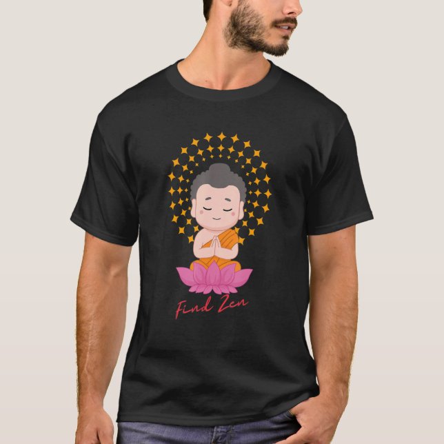 Finden Sie Zen Little Baby Buddha Lotus Happy T-Shirt (Vorderseite)