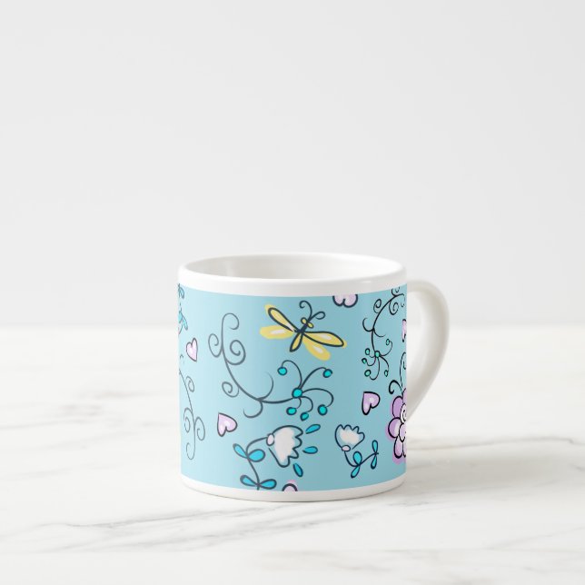 Fine Aqua Cool Niedlich Giro Retro Espressotasse (Vorderseite Rechts)