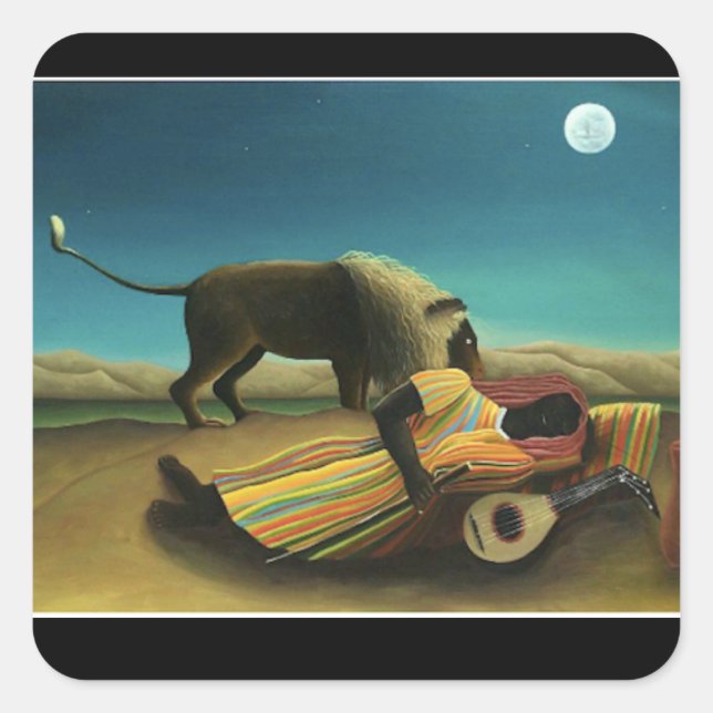 Fine Art Aufkleber, Henri Rousseau, The Sleeping S Quadratischer Aufkleber (Vorderseite)
