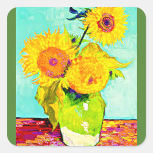 Fine Art Aufkleber, Van Gogh, Sonnenblumen Quadratischer Aufkleber