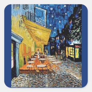 Fine Art Aufkleber, Vincent Van Gogh, Nachtcafé Quadratischer Aufkleber