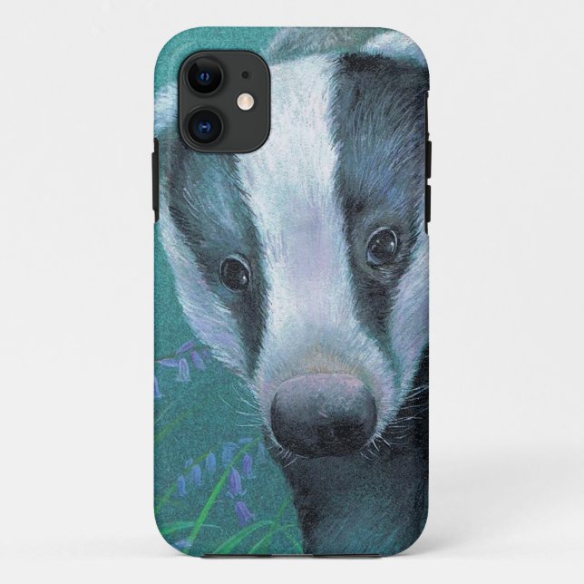Fine Art Badger in der Bluebell-Holzmalerei Case-Mate iPhone Hülle (Rückseite)