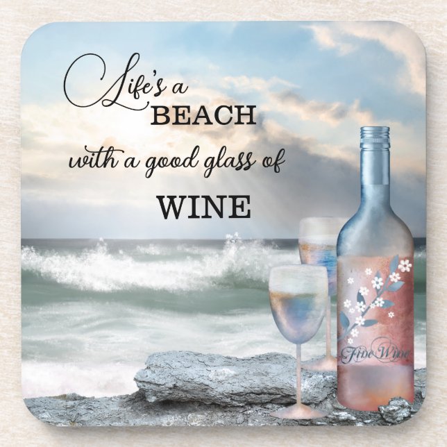 Fine Art Beach und Wein Untersetzer (Vorderseite)
