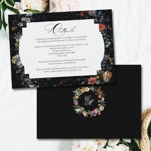 Fine Art Black Floral Calligraphy Begleitkarte