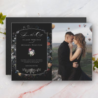 Fine Art Black Floral Calligraphy Save the Date