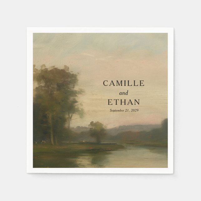 Fine Art Landscape Wedding Napkins Serviette (Vorderseite)