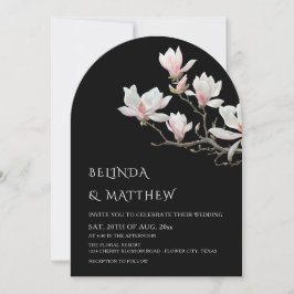 Fine Art Magnolia Casual Wedding Black Einladung