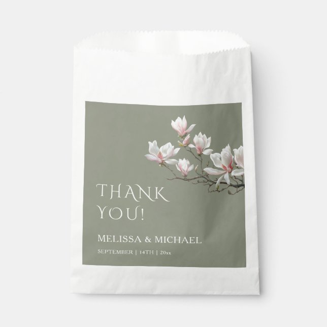 Fine Art Magnolia Wedding Thank You Geschenktütchen (Vorderseite)