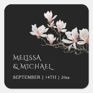 Fine Art Magnolie Hochzeit Quadratischer Aufkleber