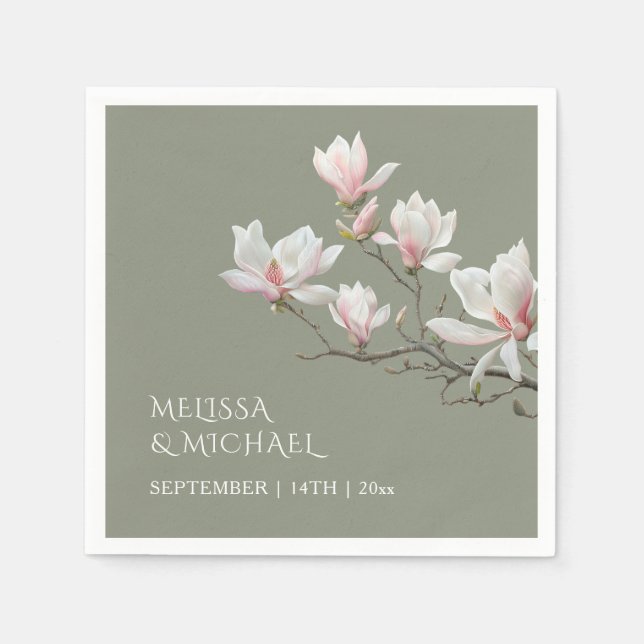 Fine Art Magnolie Hochzeit  Serviette (Vorderseite)