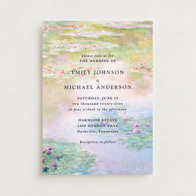 Fine Art Monet Water Lilies Wedding Invitation (Créateur téléchargé)