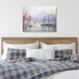 Fine Art Painting Port Sailboats Sunrise Sea Leinwanddruck