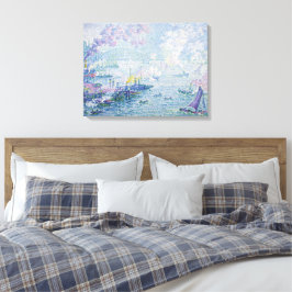 Fine Art Painting Sea Port Ships Bridge Light Blue Leinwanddruck