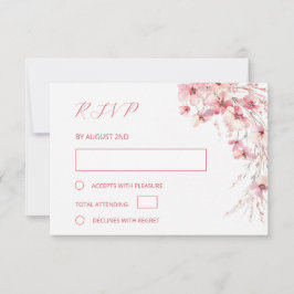 Fine Art Pink Boho Floral Wedding RSVP Karte