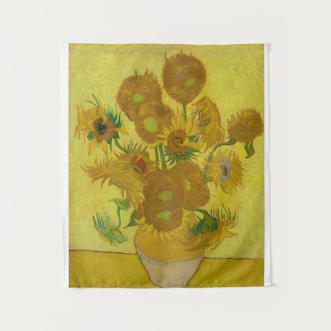 Fine Art Sonnenblumen von Vincent van Gogh Wandteppich (Vorderseite)