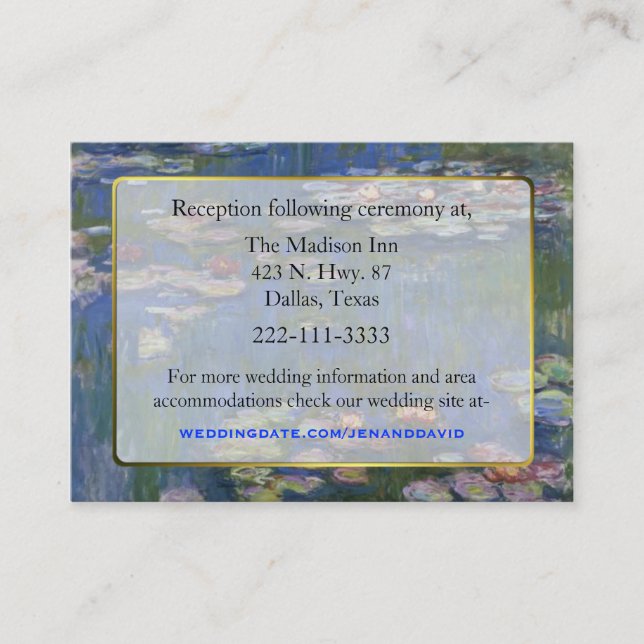 Fine Art Water Lilies Hochzeitskarten Begleitkarte (Vorderseite)
