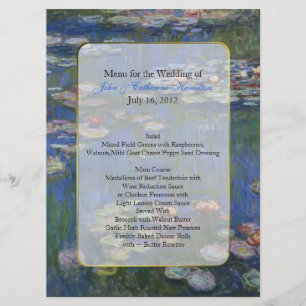 Fine Art Water Lys Mariage Table Menu