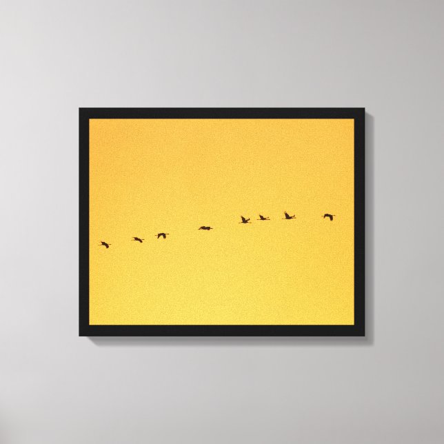 Fine Art Wildlife Fotokrane bei Sonnenuntergang Leinwanddruck (Vorderseite)