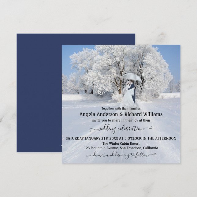 Fine Art Winter Wonderland Wedding Einladung (Vorne/Hinten)