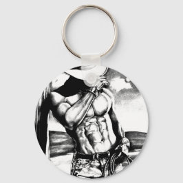 Fine Art zeichnend hübscher Cowboy Bodybuilder Schlüsselanhänger