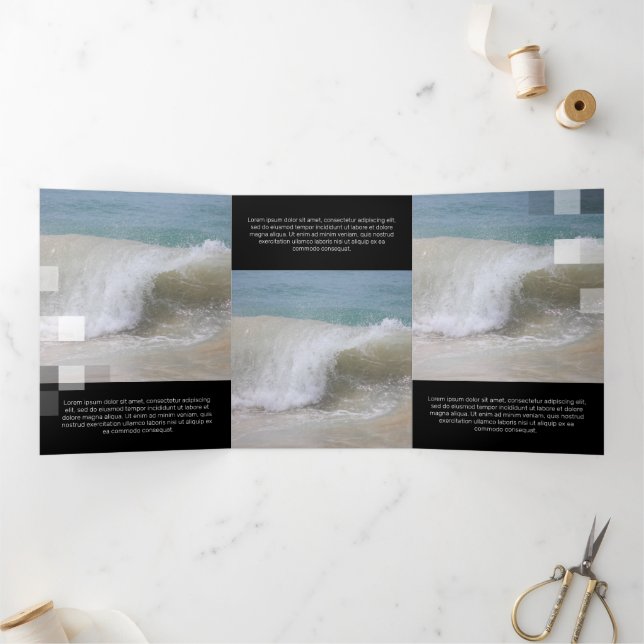 Fine Black Contemporary Transparency Dreifach Gefaltete Karte (Innenseite)
