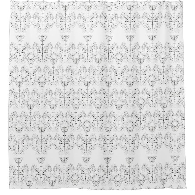 Fine Damask Muster schwarz + Ihr Backgr. Duschvorhang (Vorderseite)