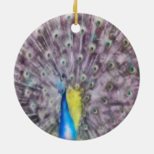 Fine Feather Peacock Paating Plumage Keramikornament