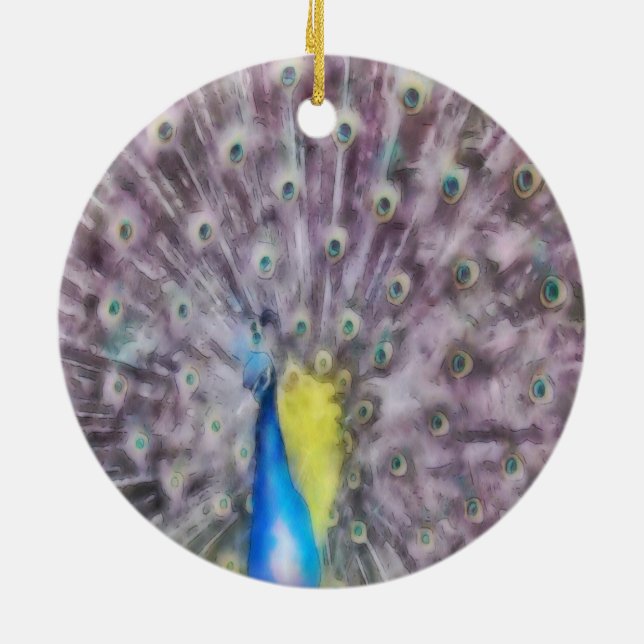 Fine Feather Peacock Paating Plumage Keramikornament (Hinten)