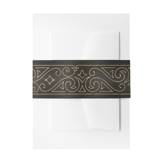Fine Filigree Gold Border Wedding ID871 Einladungsbanderole (Vorderseite Beispiel)
