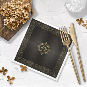 Fine Filigree Gold Border Wedding ID871 Serviette