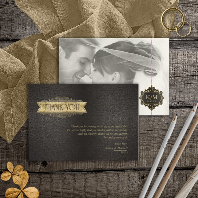 Fine Filigree Gold Wedding ID871 Dankeskarte (Von Creator hochgeladen)