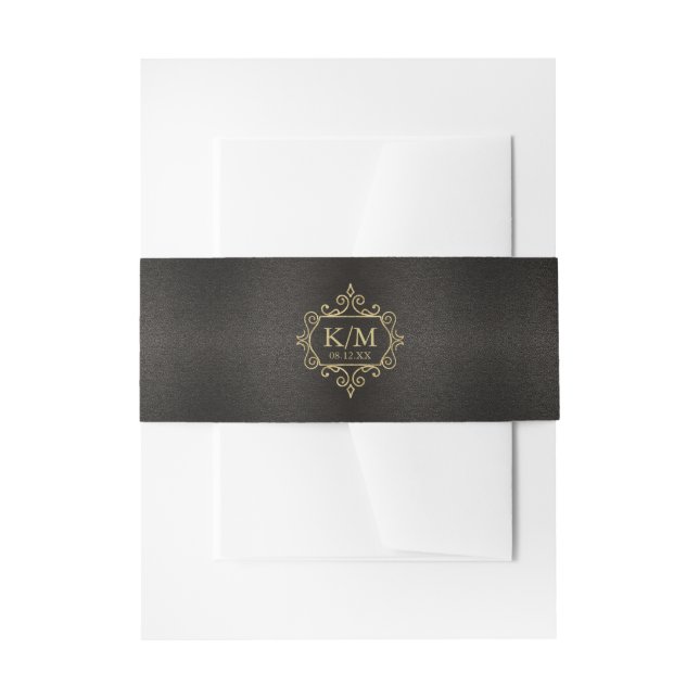 Fine Filigree Gold Wedding ID871 Einladungsbanderole (Vorderseite Beispiel)
