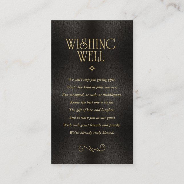 Fine Filigree Gold Wedding Wishing Well ID871 Begleitkarte (Vorderseite)