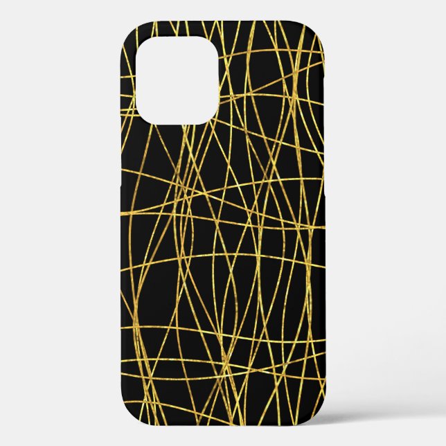 Fine Gold Freeform Lines und Black Case-Mate iPhone Hülle (Rückseite)