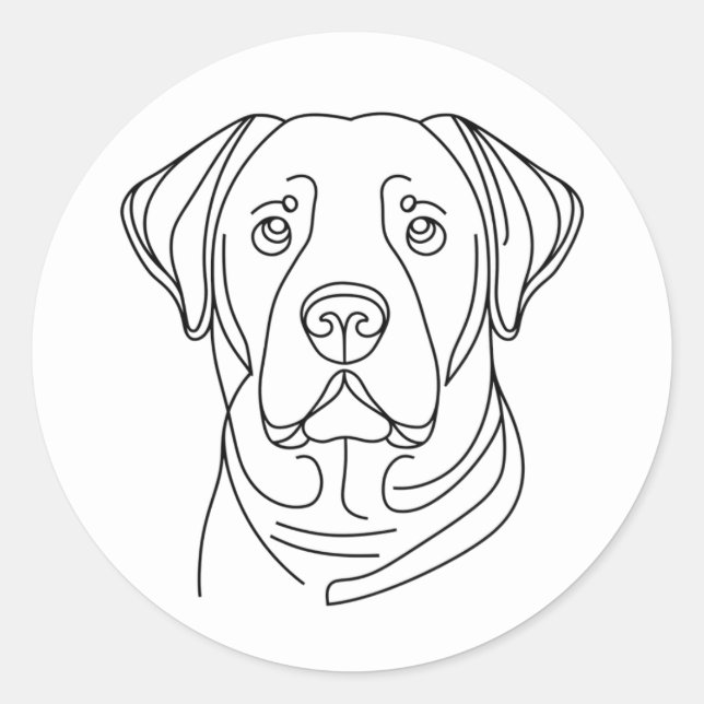 Fine Line Labrador Retriever Dog Runder Aufkleber (Vorderseite)