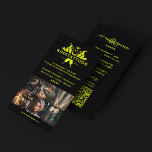 Fine Line Tätowierer Lime Yellow Tattooist Visitenkarte